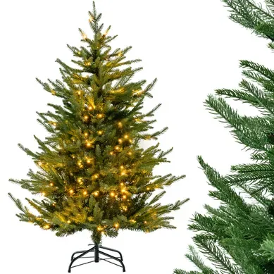 Sapin De Noël Artificiel De 136cm Arbre De Noël à Charnière 386 Pointes De Branches En Pe Et Pvc