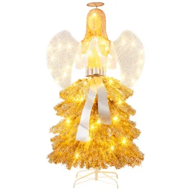 Sapin De Noël Artificiel Illuminé De 157cm En Forme Dange Décoration De Noël Avec LED Blanc