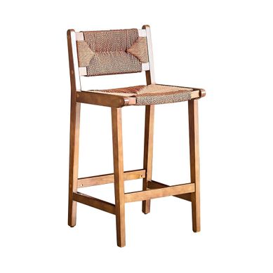 Lot De 2 Tabourets De Bar, En Bois Massif, Avec Cordage Tressé à La Main, Noix Lot De 2 Tabourets De Bar, En Bois Massif, Avec Cordage Tressé à La Main, Noix