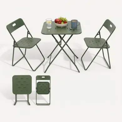 Ensemble Pliable 3 Pièces vert Brise D'été – 2 Chaises + 1 Table, Confortable Et Gain De Place Ensemble Pliable 3 Pièces vert Brise D'été – 2 Chaises + 1 Table, Confortable Et Gain De Place