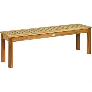 Banc De Jardin Banquette Extérieur Sans Dossier 132 X 34 X 43,5 Cm Charge Max 360kg Naturel Bois