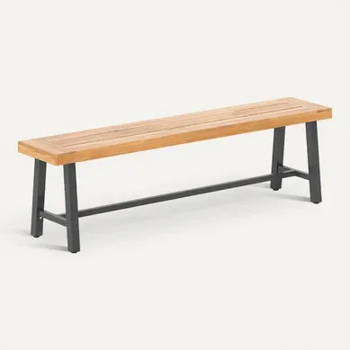 Banc D'extérieur Banc De Jardin Pour 3 Personnes Capacité 360kg Sans Dossier 160x32x45cm Bois