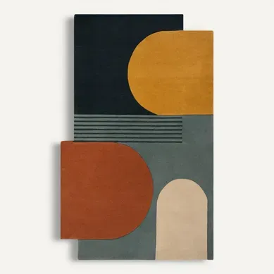Tapis De Salon Moderne Formal En Laine - Multicolore - 160x230 Cm