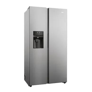 Réfrigérateur américain HAIER HSR3918EIMP 515L Platinium vue 3/4
