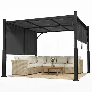 Pergola De Jardin, Tonnelle De Jardin 300x300x228cm Gris Foncé Pergola De Jardin, Tonnelle De Jardin 300x300x228cm Gris Foncé