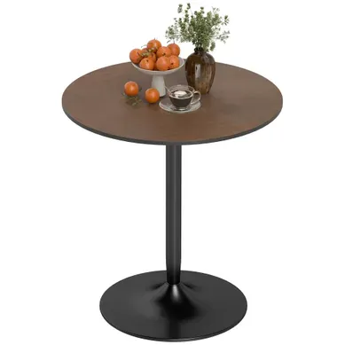 Table à Manger Ronde, Table De Cuisine Mdf Marron 70x70x75cm