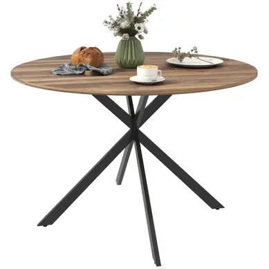 Table à Manger Ronde, Table De Cuisine Panneau De Particules Marron 120x120x75cm
