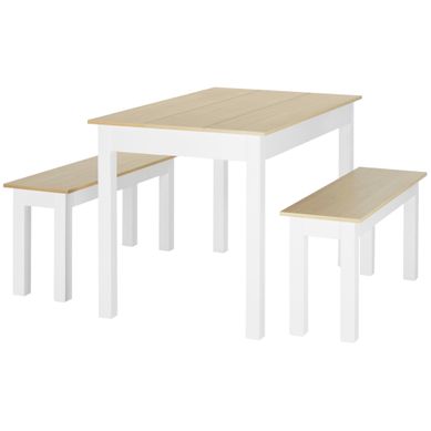 Ensemble Table à Manger 3 Pièces Avec 2 Bancs Encastrables Pour 4-6 Personnes Ensemble Table à Manger 3 Pièces Avec 2 Bancs Encastrables Pour 4-6 Personnes