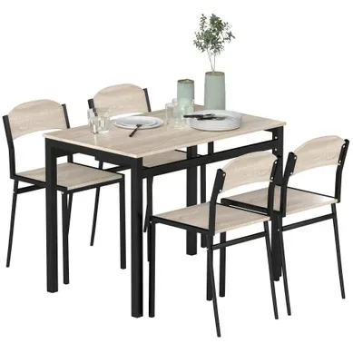 Ensemble Table à Manger 5 Pièces Avec 4 Chaises Lateau Mdf Coloris Bois De Chêne Châssis Métal Noir Ensemble Table à Manger 5 Pièces Avec 4 Chaises Lateau Mdf Coloris Bois De Chêne Châssis Métal Noir