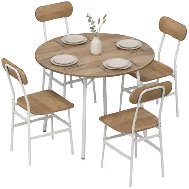 Ensemble Table Salle à Manger Avec 4 Chaises Pour 4 Personnes, Cadre En Métal, Naturel Ensemble Table Salle à Manger Avec 4 Chaises Pour 4 Personnes, Cadre En Métal, Naturel