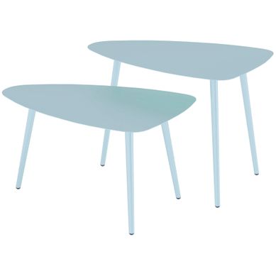 Lot De 2 Tables Basse De Jardin, Table Gigogne, Tables D'appoint Steel Bleu Clair 65x45x45cm Lot De 2 Tables Basse De Jardin, Table Gigogne, Tables D'appoint Steel Bleu Clair 65x45x45cm