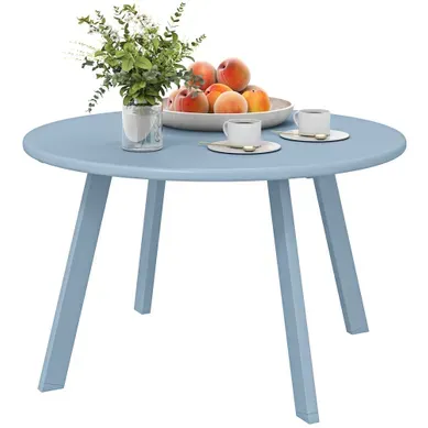 Petite Table Basse Ronde, Table D'appoint Métal Bleu 70x70x42cm Petite Table Basse Ronde, Table D'appoint Métal Bleu 70x70x42cm