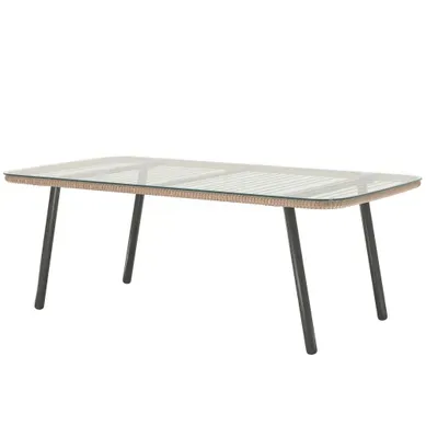Table Basse De Jardin, Table D'appoint Extérieur Résine Tressée Couleur Bois Naturel 110x60x40cm Table Basse De Jardin, Table D'appoint Extérieur Résine Tressée Couleur Bois Naturel 110x60x40cm