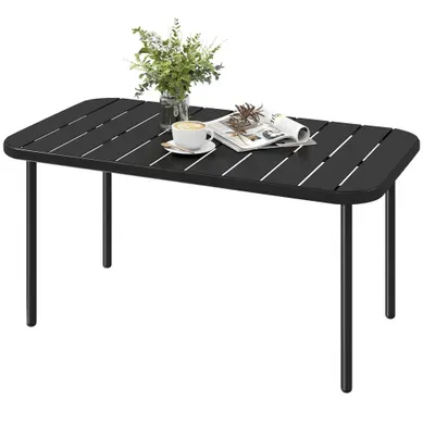 Table Basse De Jardin Rectangulaire Acier Noir 90x50x43cm Table Basse De Jardin Rectangulaire Acier Noir 90x50x43cm