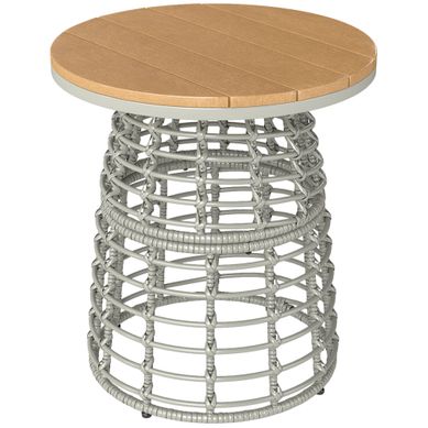 Table Basse De Jardin Ronde, Table D'appoint Résine Tressée Imitation Rotin Gris 45x45x50cm Table Basse De Jardin Ronde, Table D'appoint Résine Tressée Imitation Rotin Gris 45x45x50cm