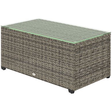 Table Basse De Jardin, Table D'appoint Extérieur Résine Tressée Gris Foncé 90x50x38cm Table Basse De Jardin, Table D'appoint Extérieur Résine Tressée Gris Foncé 90x50x38cm