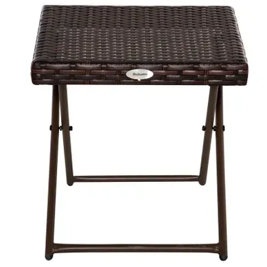 Table Basse Pliable De Jardin Résine Tressée Marron 40x40x40cm Table Basse Pliable De Jardin Résine Tressée Marron 40x40x40cm
