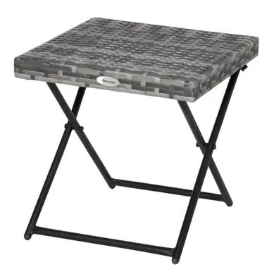 Table Basse Pliable De Jardin Résine Tressée Gris 40x40x40cm Table Basse Pliable De Jardin Résine Tressée Gris 40x40x40cm