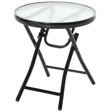Table Basse Pliable De Jardin Ronde, Table Bistro Métal Noir 45x45x50cm Table Basse Pliable De Jardin Ronde, Table Bistro Métal Noir 45x45x50cm