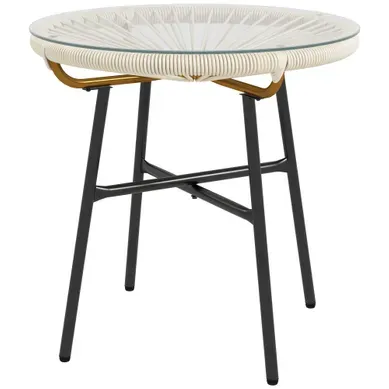 Table Basse De Jardin Ronde Métal Crème 50x50x50cm Table Basse De Jardin Ronde Métal Crème 50x50x50cm