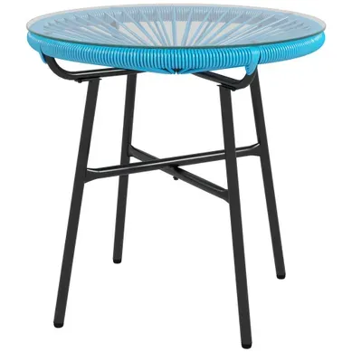 Table Basse De Jardin Ronde Métal Bleu 50x50x50cm Table Basse De Jardin Ronde Métal Bleu 50x50x50cm