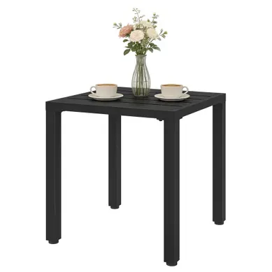 Table De Jardin Carrée, Table De Terrasse Métal, Plastique Noir 45x45x45.5cm Table De Jardin Carrée, Table De Terrasse Métal, Plastique Noir 45x45x45.5cm