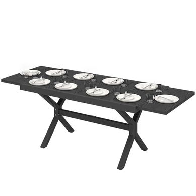 Table De Jardin Extensible Aluminium, Acier Gris Foncé 214x85x73cm