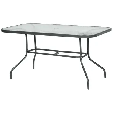 Table De Jardin Rectangulaire Métal Gris 140x80x70cm