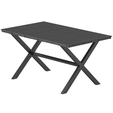 Table De Jardin Rectangulaire, Table à Manger Extérieure Hdpe, Métal Noir 150x90x74cm