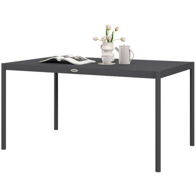 Table De Jardin Rectangulaire Aluminium Gris 145x90x74cm