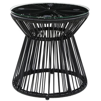 Table Ronde Bistro De Jardin Résine Tressée Imitation Rotin Noir 40x40x42cm