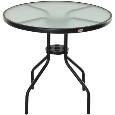 Table Ronde Bistro De Jardin Acier Noir 80x80x72cm