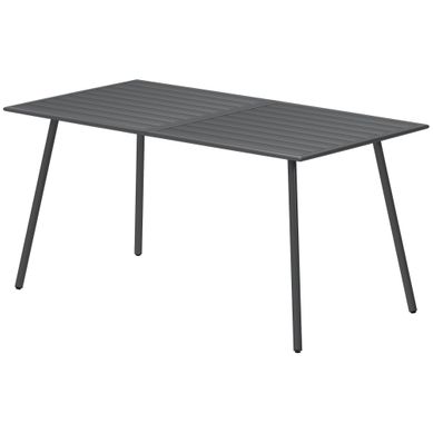 Table à Manger De Jardin Pour 6 Personnes Avec Plateau à Lattes, 150x80x74cm, Gris