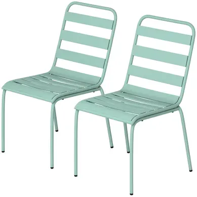 Lot De 2 Chaises De Jardin, Chaises Empilables, Acier, 62x46x82cm, Vert Lot De 2 Chaises De Jardin, Chaises Empilables, Acier, 62x46x82cm, Vert