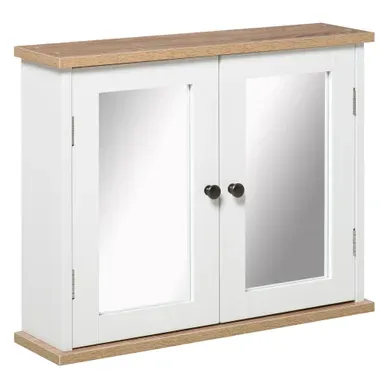 Armoire De Toilette, Armoire Murale Salle De Bain Avec Miroir Mdf Blanc 56x14x46cm Armoire De Toilette, Armoire Murale Salle De Bain Avec Miroir Mdf Blanc 56x14x46cm