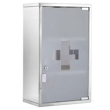 Armoire À Pharmacie Murale, Meuble De Salle De Bain Acier Argent 30x18x50cm Armoire À Pharmacie Murale, Meuble De Salle De Bain Acier Argent 30x18x50cm