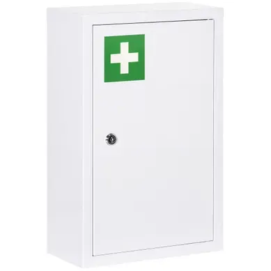 Armoire À Pharmacie Murale, Meuble De Salle De Bain Acier Blanc 30x14x46cm Armoire À Pharmacie Murale, Meuble De Salle De Bain Acier Blanc 30x14x46cm