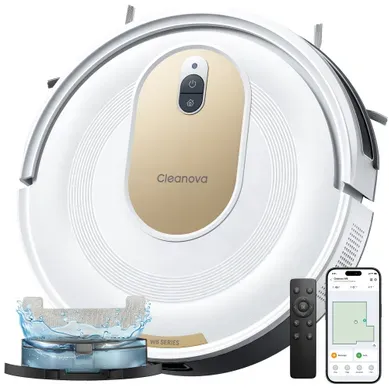 Cleanova W8, Robot Aspirateur Laveur, 5000 Pa, ultra-fin,anti-enchevêtrement, blanc