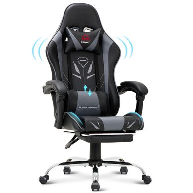 Chaise Gaming Ergonomique Avec Repose-pieds, Capacité De Charge Max 136 Kg, Gris Chaise Gaming Ergonomique Avec Repose-pieds, Capacité De Charge Max 136 Kg, Gris
