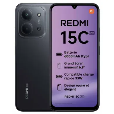 Redmi 15 5g 17,5 Cm (6.9") Double Sim Hybride USB Type-c 8 Go 256 Go 7000 Mah Noir Redmi 15 5g 17,5 Cm (6.9") Double Sim Hybride USB Type-c 8 Go 256 Go 7000 Mah Noir