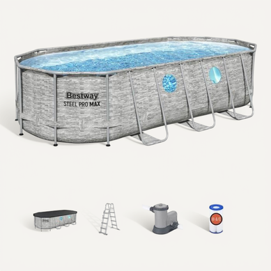 Piscine Hors-sol Ovale 549 X 274 X 122 Cm - Cadre Acier, 2 Hublots Piscine Hors-sol Ovale 549 X 274 X 122 Cm - Cadre Acier, 2 Hublots