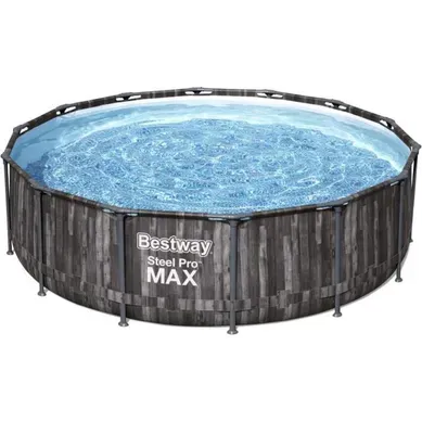 Piscine Hors-sol Ronde Effet Bois D.427 X 107 Cm Avec Pompe Et Échelle Piscine Hors-sol Ronde Effet Bois D.427 X 107 Cm Avec Pompe Et Échelle