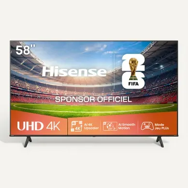 Téléviseur 4K LED 58'' 146 cm HISENSE 58E61QT Téléviseur 4K LED 58'' 146 cm HISENSE 58E61QT vue de face