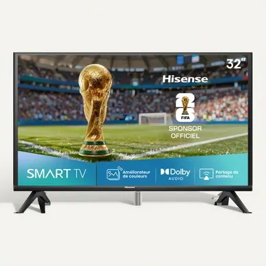Téléviseur HD 32'' 80cm HISENSE 32A4Q Noir Téléviseur HD 32'' 80cm HISENSE 32A4Q Noir vue de face