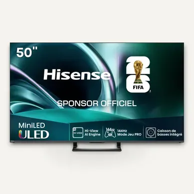 Téléviseur MiniLED 50'' 126 cm HISENSE 50U7Q Téléviseur MiniLED 50'' 126 cm HISENSE 50U7Q vue de face