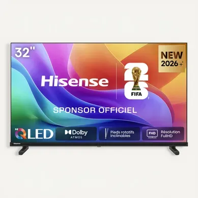 Téléviseur QLED 32'' 80cm HISENSE 32A5S Smart TV QLED Noir Téléviseur QLED 32'' 80cm HISENSE 32A5S Smart TV QLED Noir vue de face