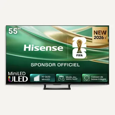 Téléviseur MiniLED 55'' 139 cm HISENSE 55E8S vue de face