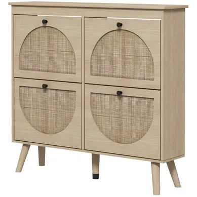 Meuble À Chaussures, Armoire À Chaussures 20 Paires Pieds En Bois Massif 105x24x97,5 Cm Naturel
