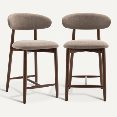 Lot De 2 Chaises De Bar Modernes, Assise Confortable En Tissu, Structure En Bois, Marron Lot De 2 Chaises De Bar Modernes, Assise Confortable En Tissu, Structure En Bois, Marron