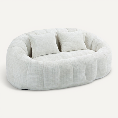 Canapé Compressé 2 Places En Tissu Chenille, En Mousse Haute Densité, Avec 2 Coussins, Beige Canapé Compressé 2 Places En Tissu Chenille, En Mousse Haute Densité, Avec 2 Coussins, Beige
